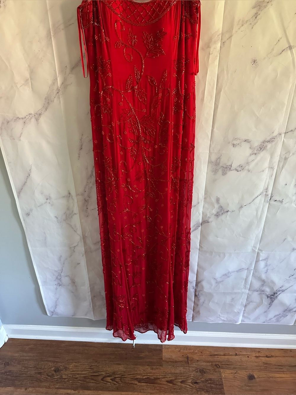 VINTAGE 1999 ALYCE DESIGNS BEADED FORMAL DRESS RED WOMENS MEDIUM GREAT CONDITION - Picture 4 of 16